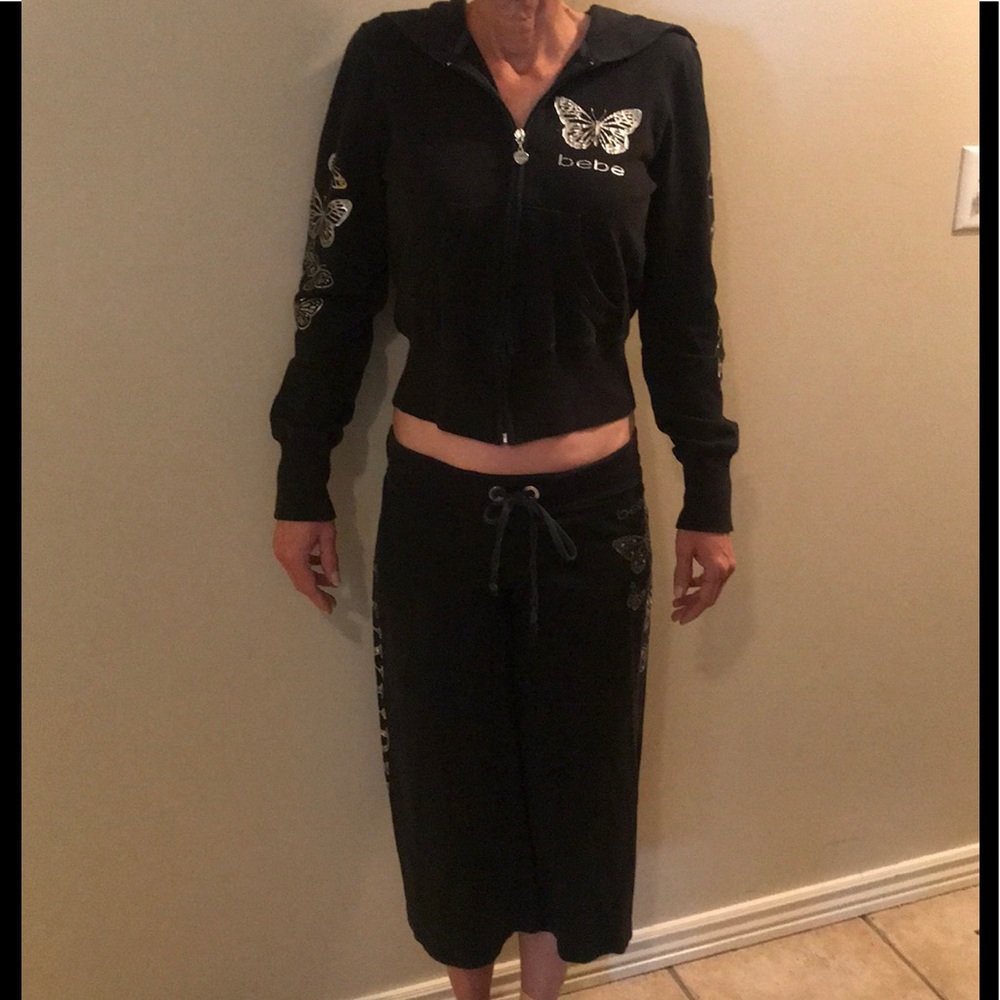 Bebe women’s black sweat pants and jacket.